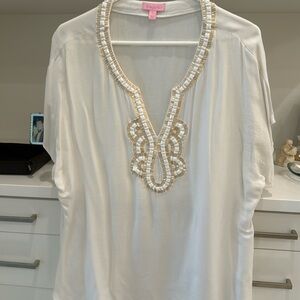 Women’s white and gold Lilly Pulitzer embellished top, GUC, size L